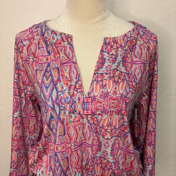 Nanette Lepore Swim Pink Solana Printed Jersey Tunic V-Neck Coverup Size S - Picture 3 of 13